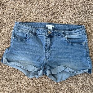 H&M Light Blue Rolled-Hem Denim Shorts